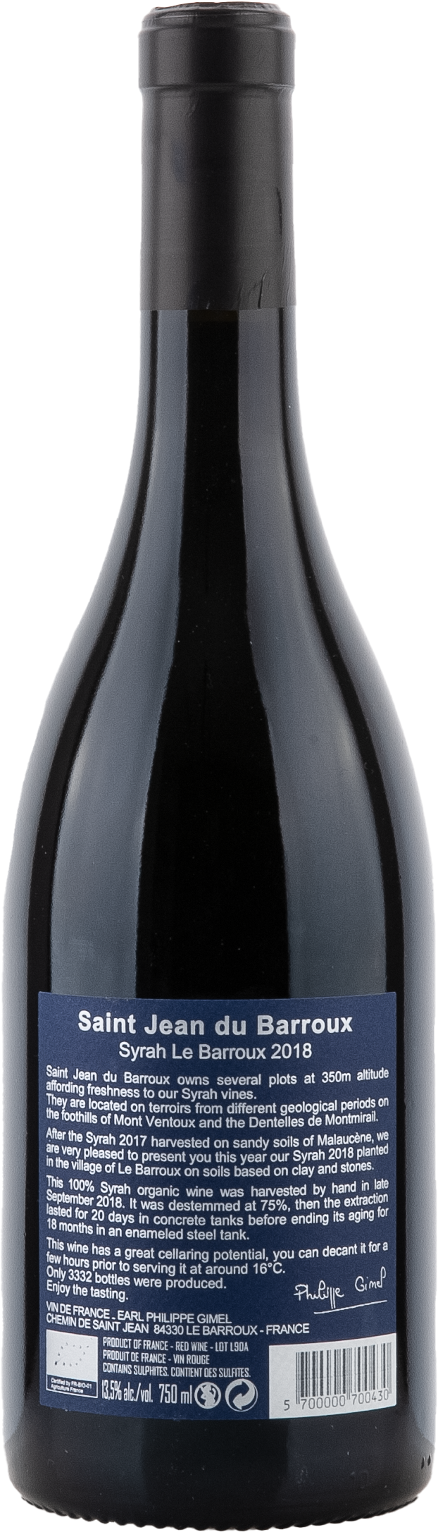 Syrah Le Barroux VdF