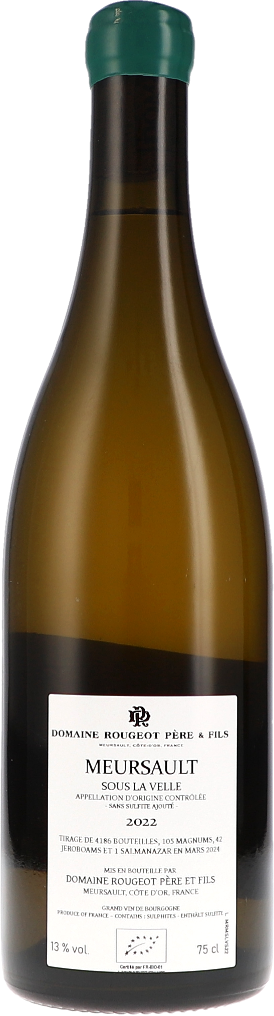 Meursault "Sous la Velle" Sans Sulfite Ajouté AOC