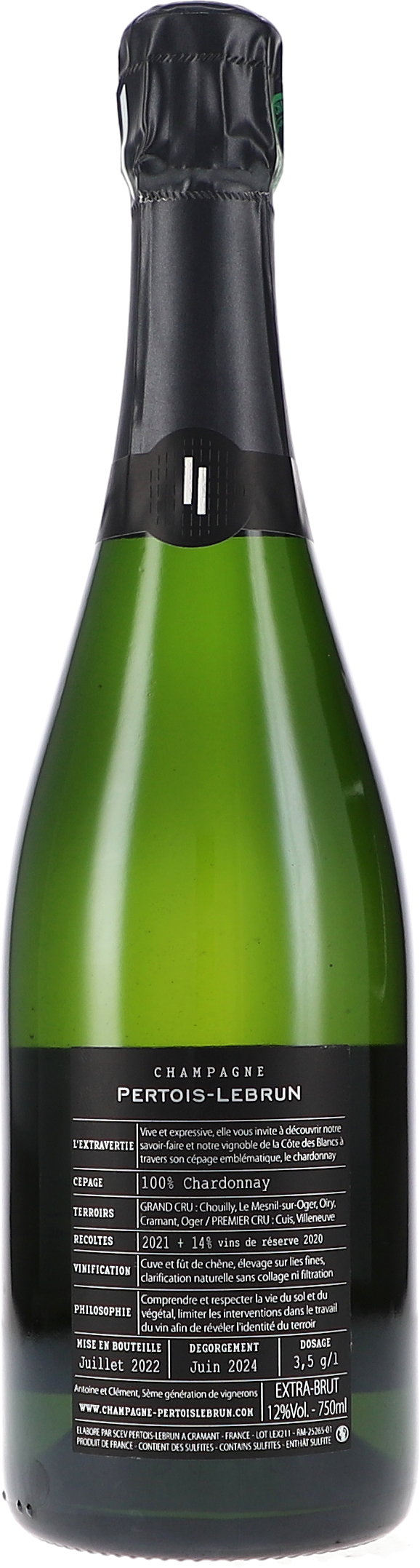 L'extravertie 2021+Réserve, Grand Cru Blanc de Blancs Extra Brut