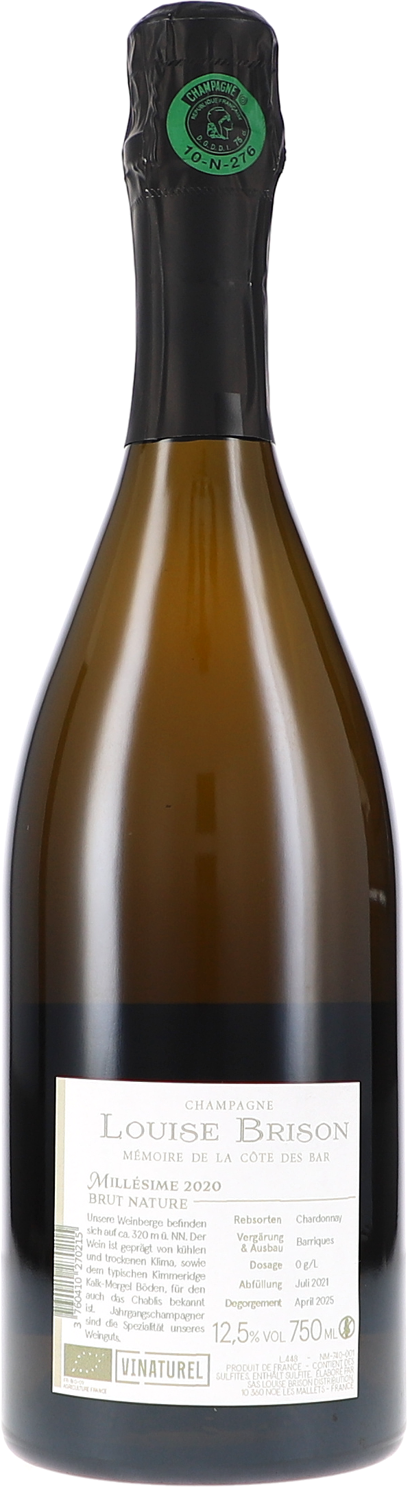 Chardonnay de la Côte des Bar, Brut Nature