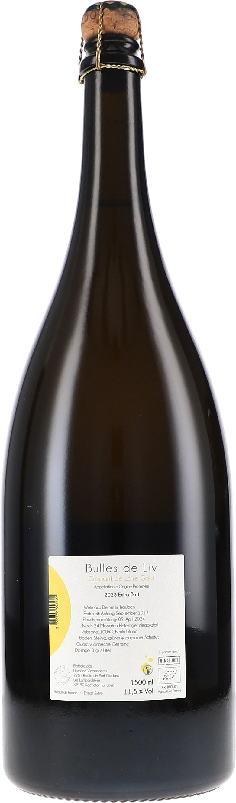 Bulles de Liv, Crémant de Loire Gold, Extra Brut AOP