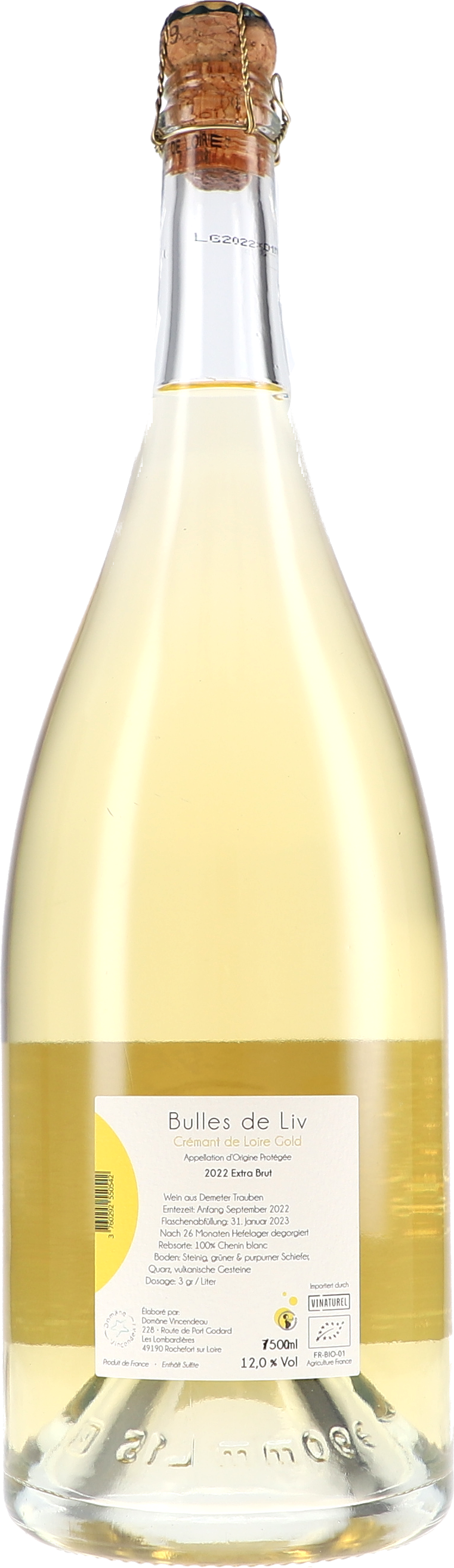 Bulles de Liv, Crémant de Loire Gold, Extra Brut AOP