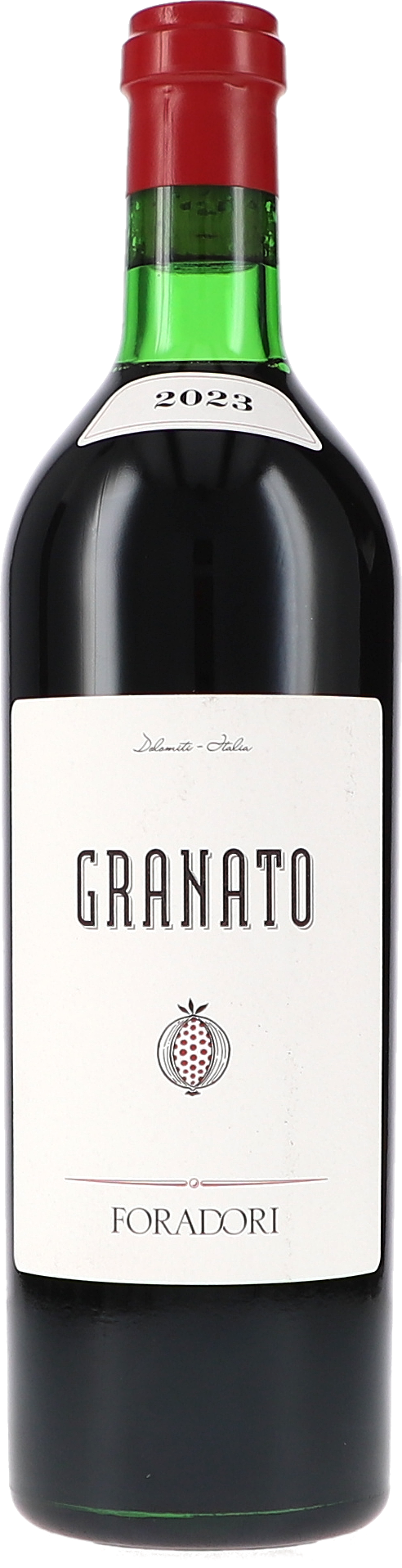 Rotwein, Glasflasche, dunkelrot, Jahrgang 2023, Etikett