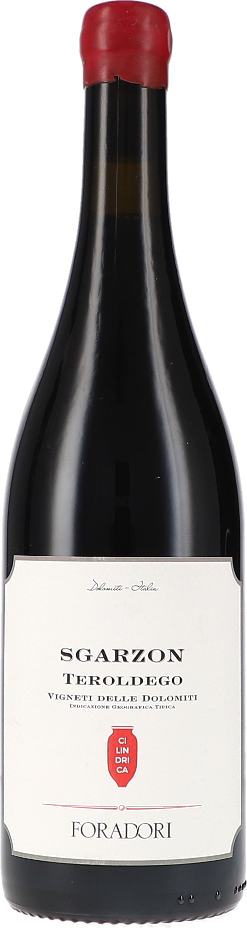 Rotwein, Weinflasche, Teroldego, dunkles Glas, roter Verschluss