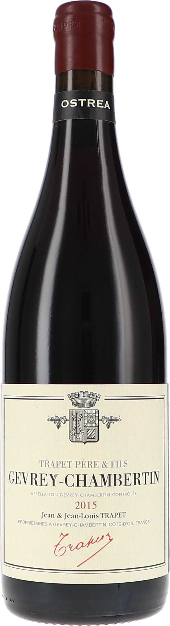 Rotwein, Gevrey-Chambertin, 2015, Glasflasche, Etikett Crest