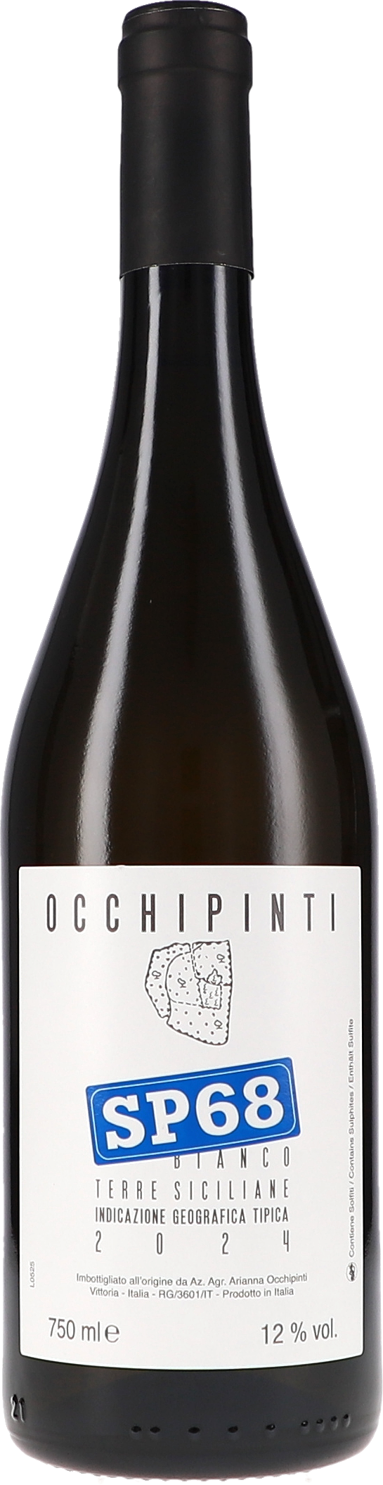 Weißwein, SP68, Sizilianischer Wein, Flasche, Etikett