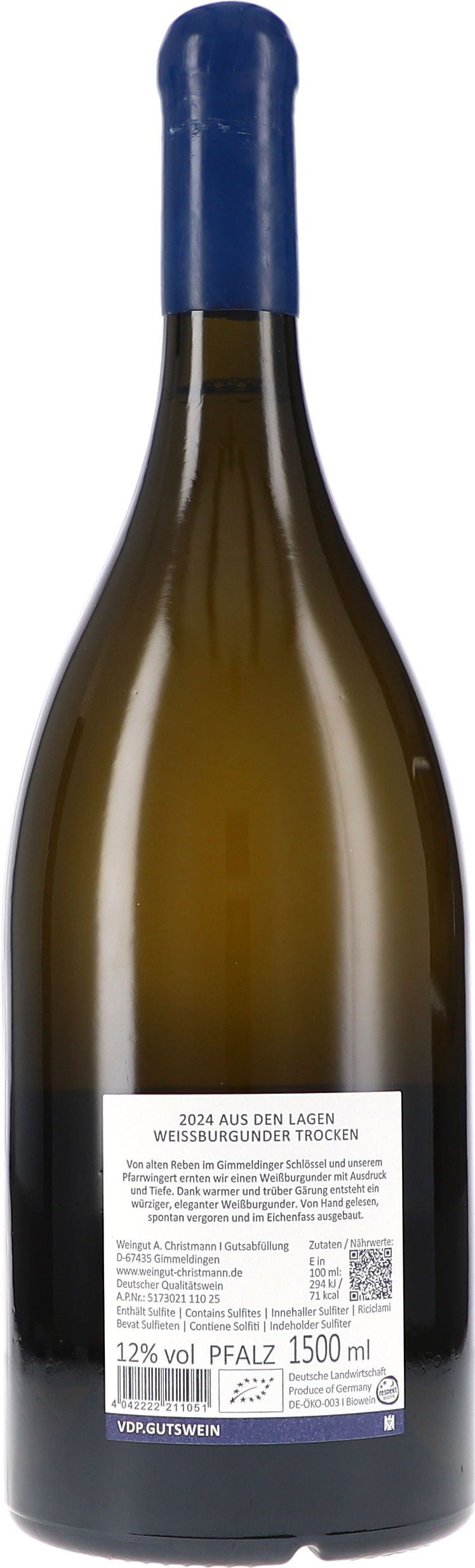 Weißburgunder, Weißwein, Flasche, 750 ml, Korken