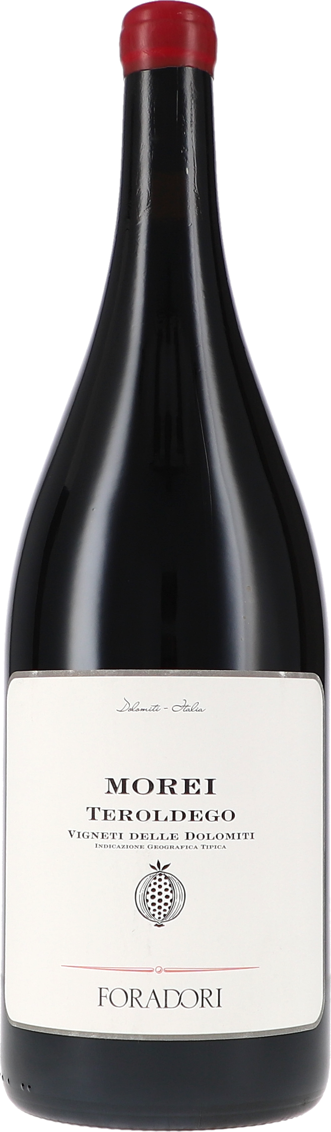 Rotwein, Teroldego, Weinflasche, dunkles Glas, roter Verschluss