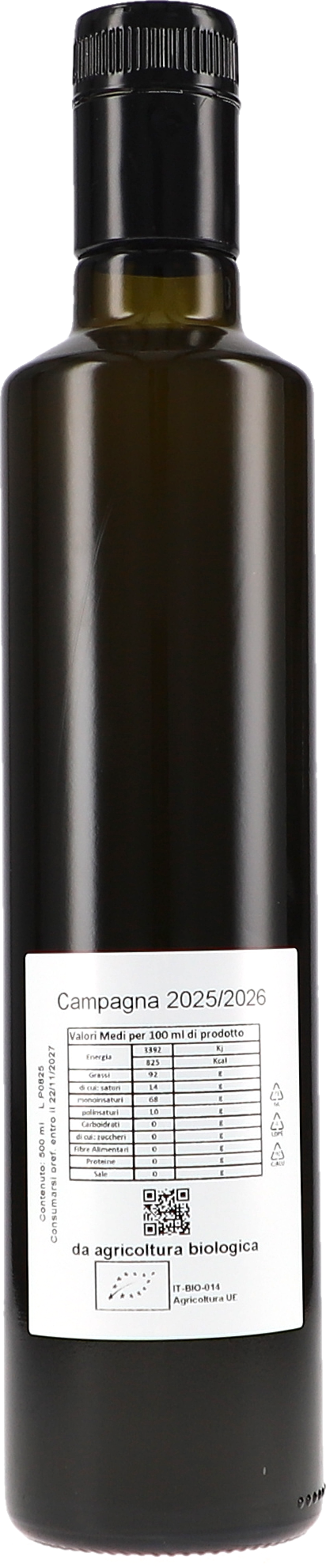 Flasche, Öl, Etikett, Bio, Campagna 2025/2026
