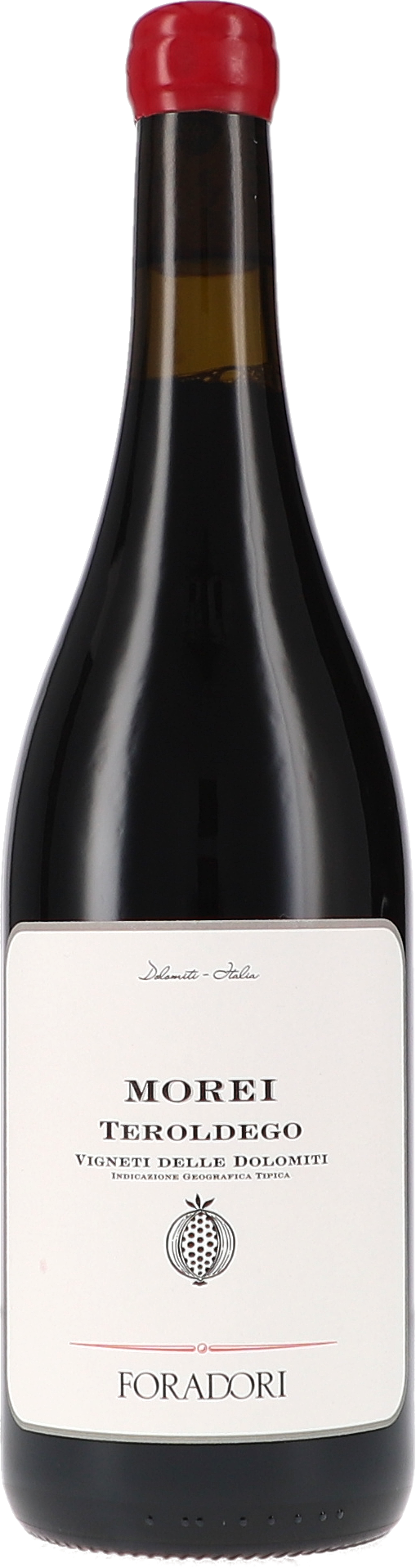 Rotwein, Teroldego, Weinflasche, dunkles Glas, roter Verschluss