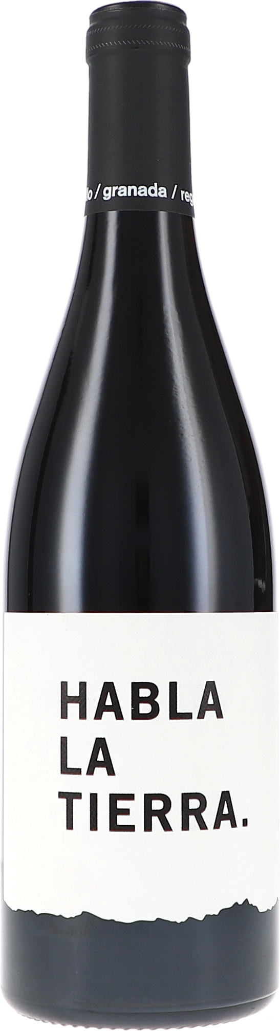 Rotwein, Weinflasche, dunkles Glas, weißes Etikett, spanischer Wein