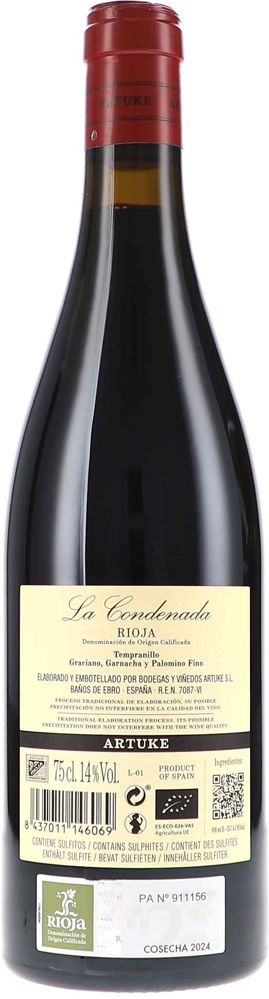 Weinflasche, Rotwein, Rioja, Cabernet, Flasche mit Etikett