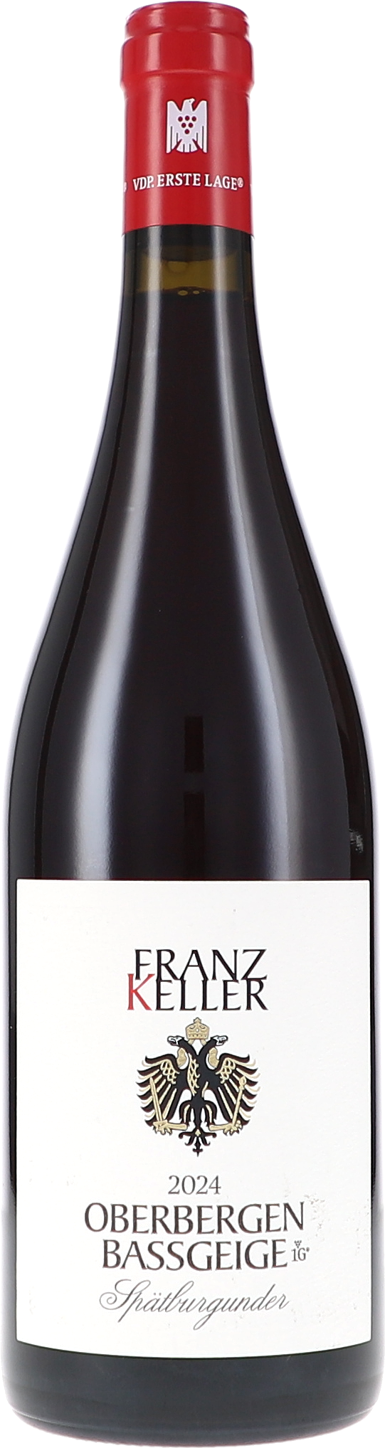 Rotwein, Spätburgunder, Weinflasche, dunkles Glas, Jahrgang 2024
