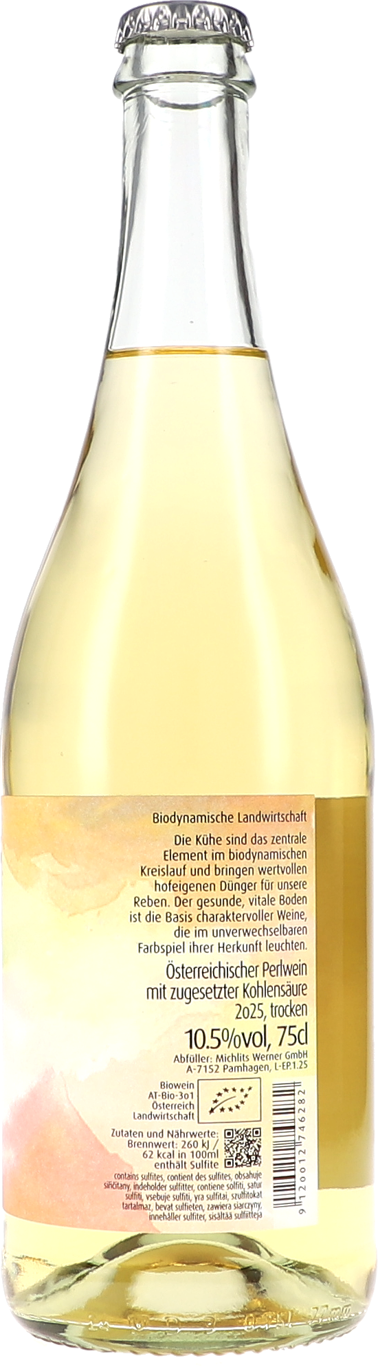 Perlwein, Weißwein, Glasflasche, Kronkorken, Biodynamisch