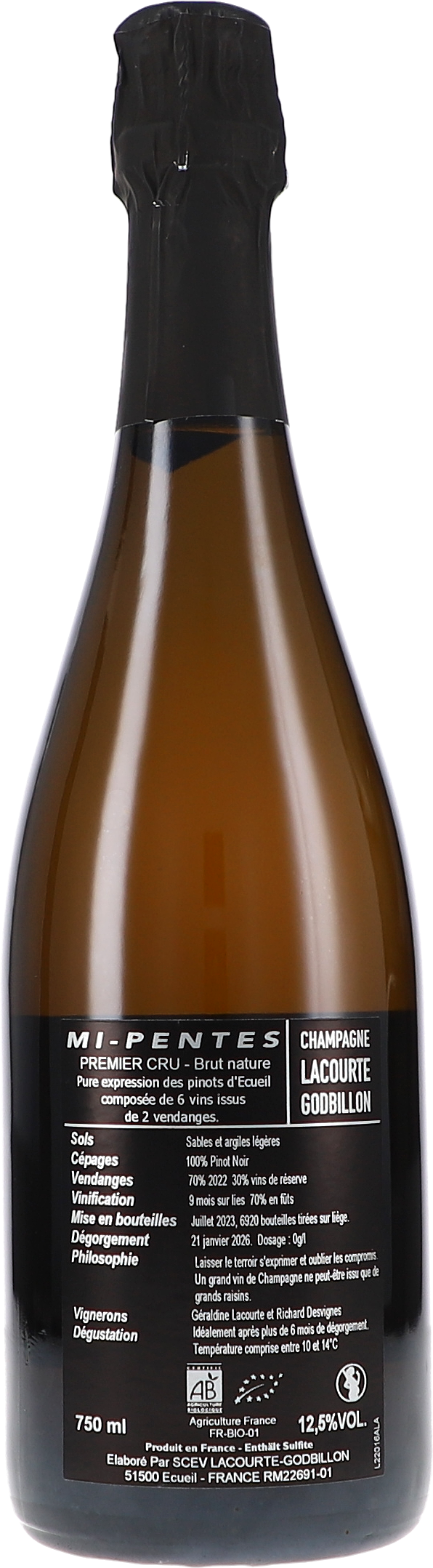 Champagne, Schaumwein, 750 ml, Braune Flasche, Etiketteninhalt