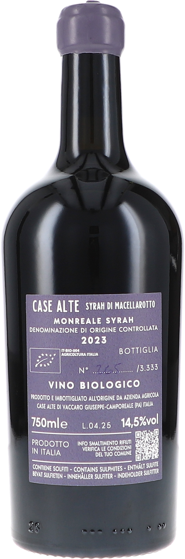 Rotwein, Syrah, Biowein, Monreale DOC, 750 ml