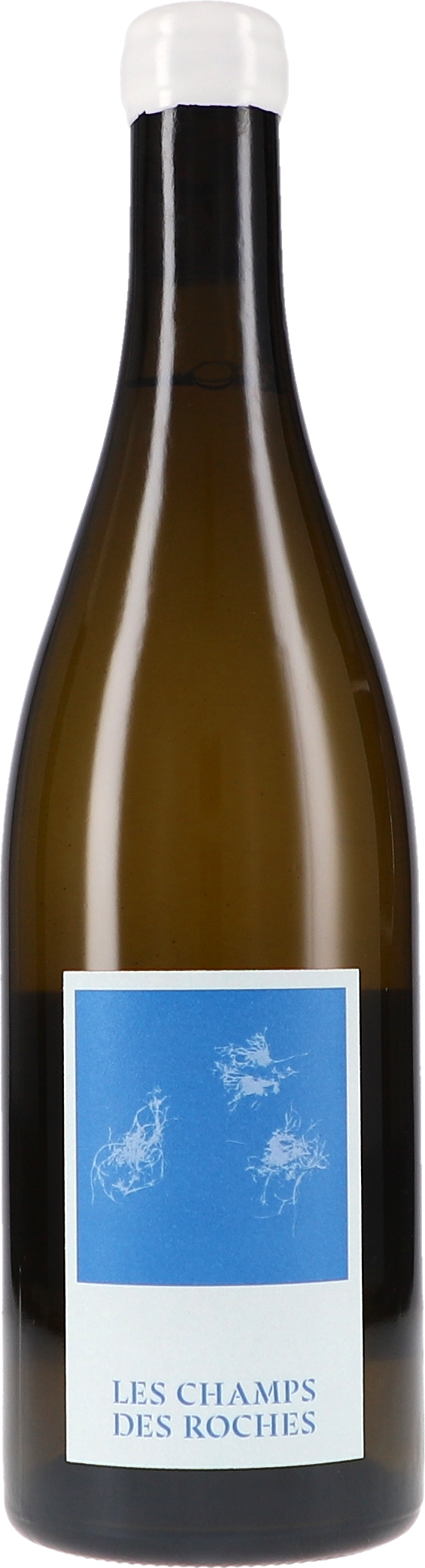 Les Champs des Roches VdF Weißwein, Weinflasche, Etikett blau, Flasche, Label blau