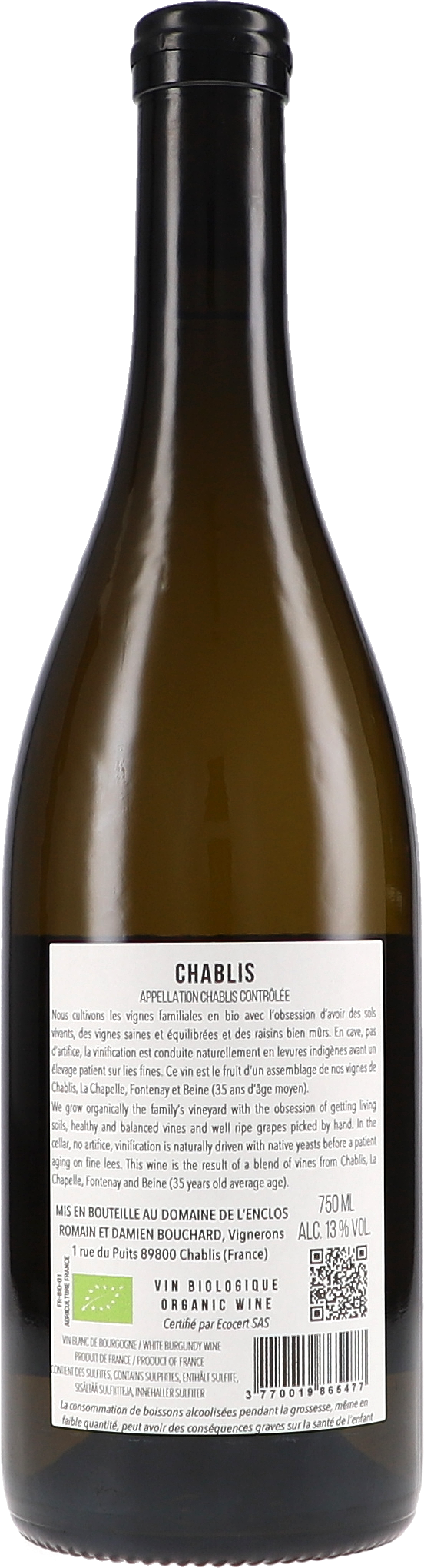 Weinflasche, Weißwein, Bio, Etikett, 750 ml
