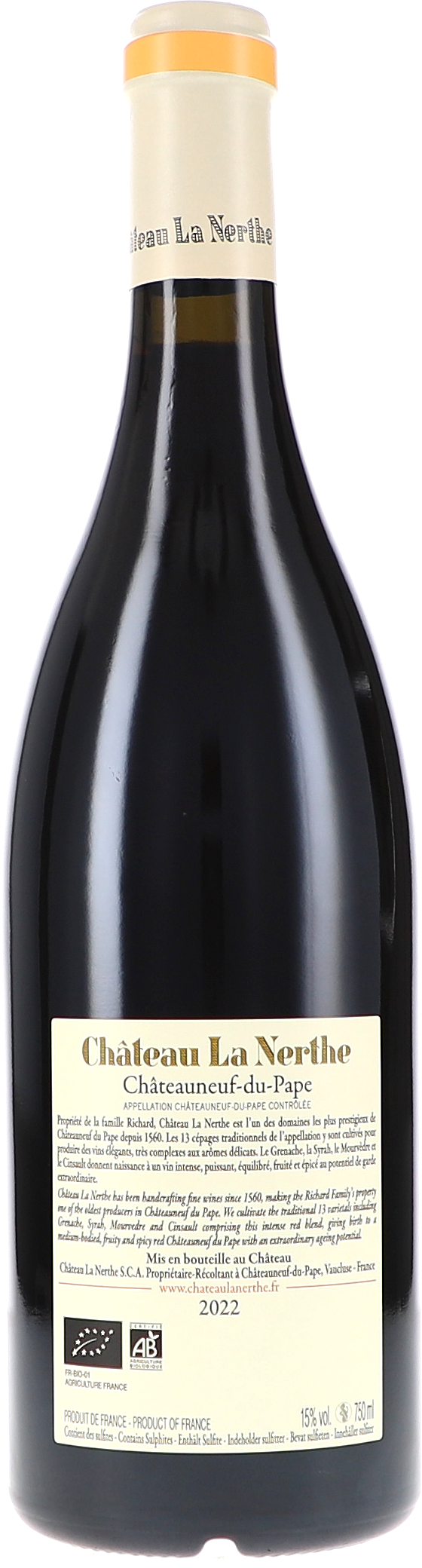 roter Wein, Flasche, Etikett, Frankreich, 2022