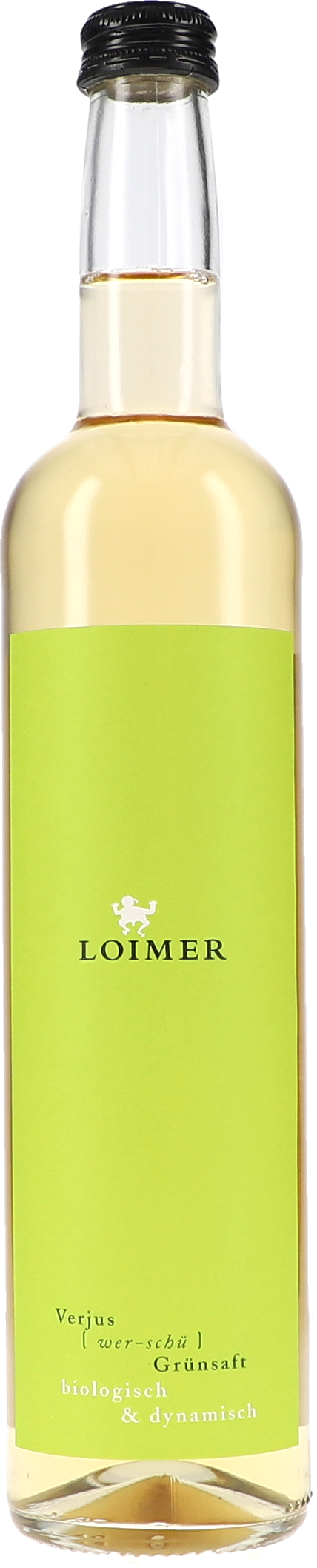 glossy Flasche, klarer Inhalt, grüne Etikette, Glasflasche, Verjus?