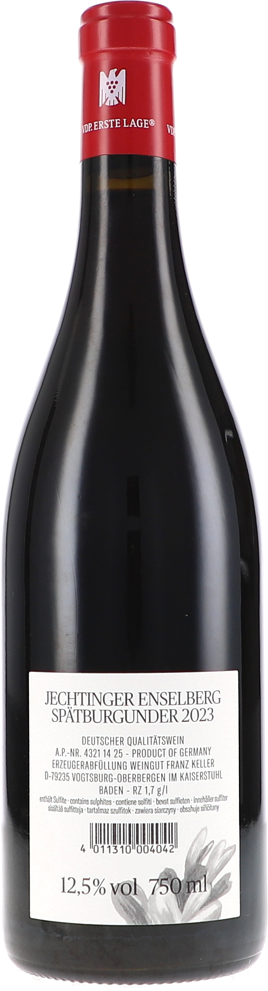 rotwein, glasflasche, 750ml, spätburgunder, enserlberg
