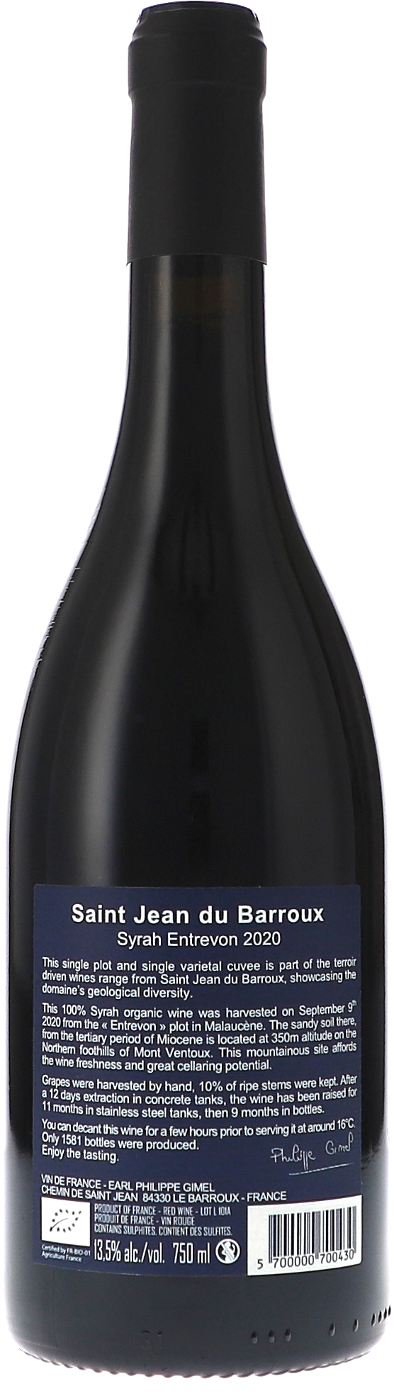 Syrah Entrevon VdF
