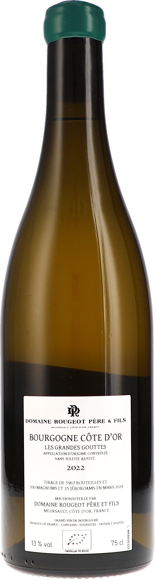 Bourgogne Côte d'Or "Les Grandes Gouttes" Sans Sulfite Ajouté AOC