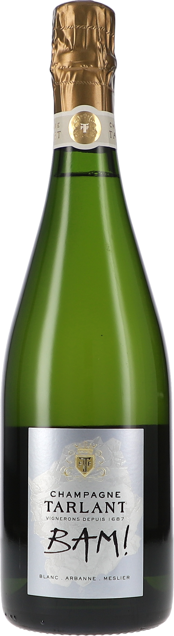 BAM! 2013+Réserve Perpetuelle, Brut Nature Champagner, Schaumwein, grüne Flasche, Goldfolie, Blanc de blancs