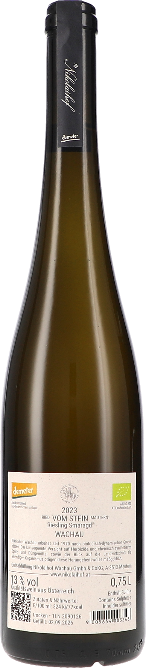 Weinflasche, Riesling, Weißwein, Glasflasche, 0,75 Liter