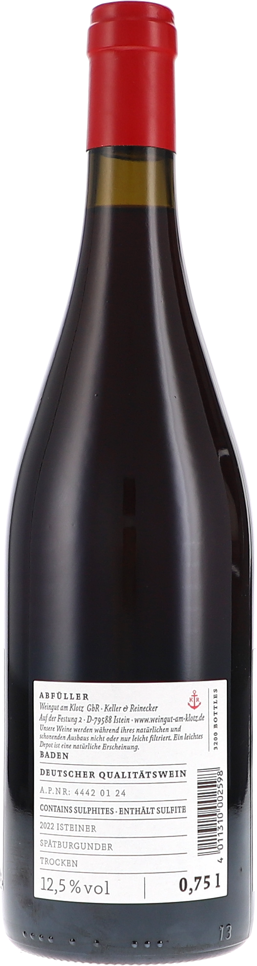 Wein, Rotwein, Flasche, Sulfite, 12,5% vol