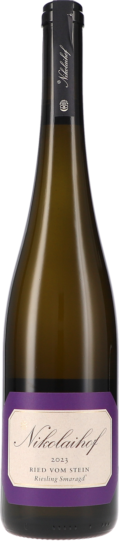 Weißwein, Riesling, Glasflasche, Jahrgang 2023, Violett-beige Etikett