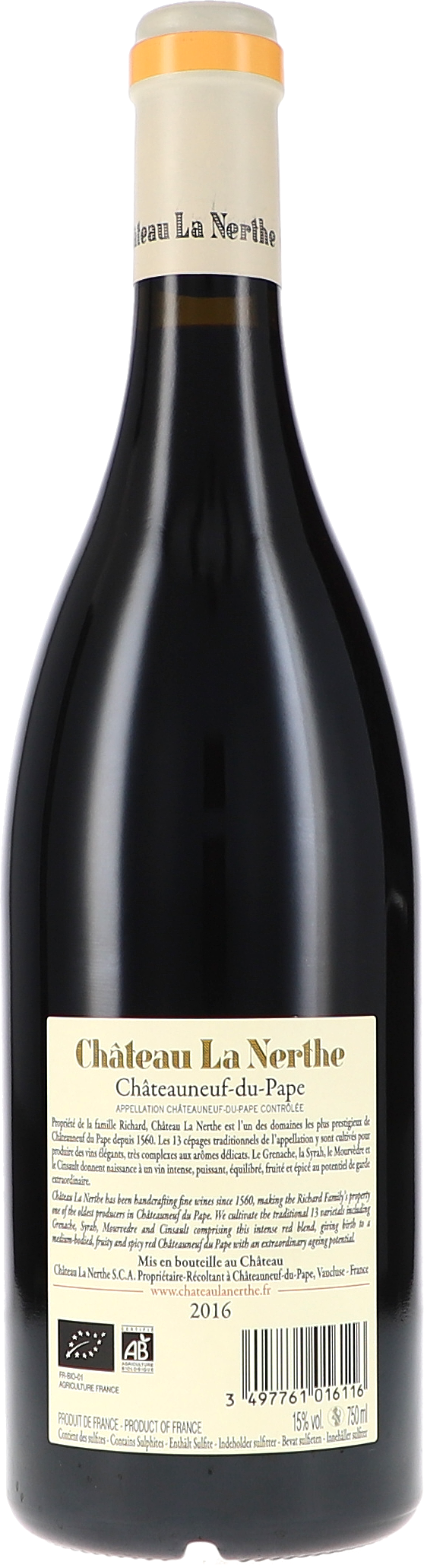 Wein, Rotwein, Château La Nerthe, Fruchtig, Flasche 750ml