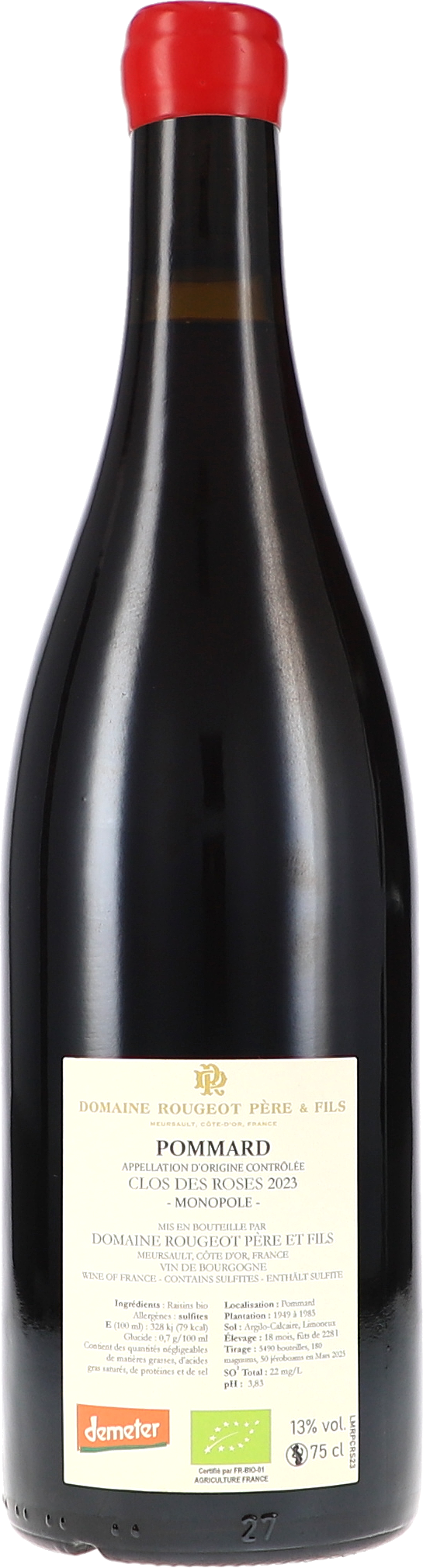 Weinflasche, Rotwein, Bordeaux-Flasche, Glasflasche, Kapsel rot