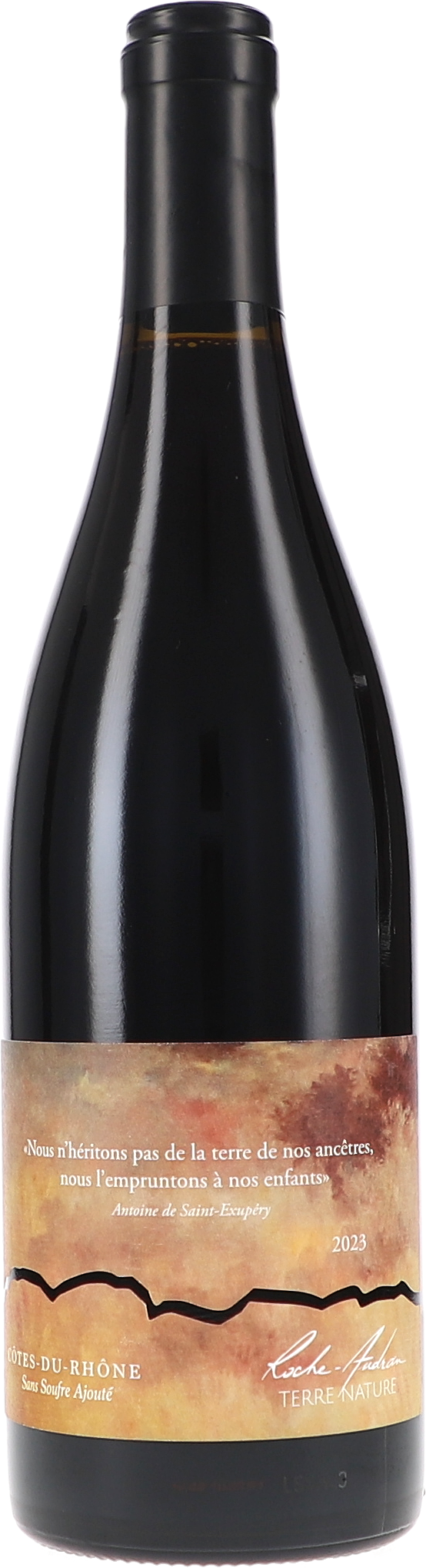 Terre Nature, Sans Soufre Ajouté AOC Wein, Rotwein, Flasche, Etikett, Rhône