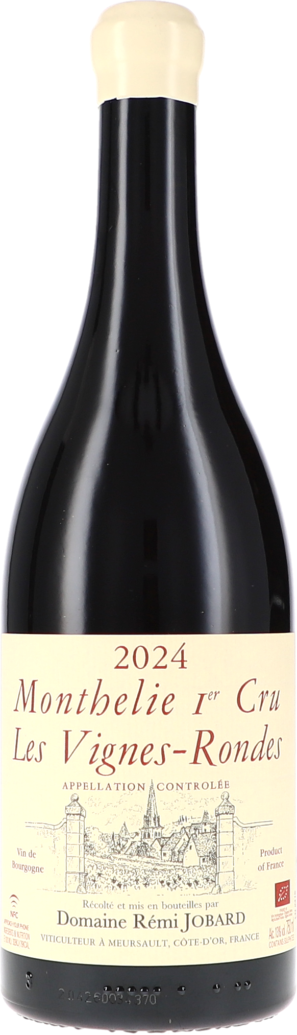 Monthelie 1er Cru Les Vignes-Rondes AOC wein, flasche, rotwein, glaskrone?, etikett tekst