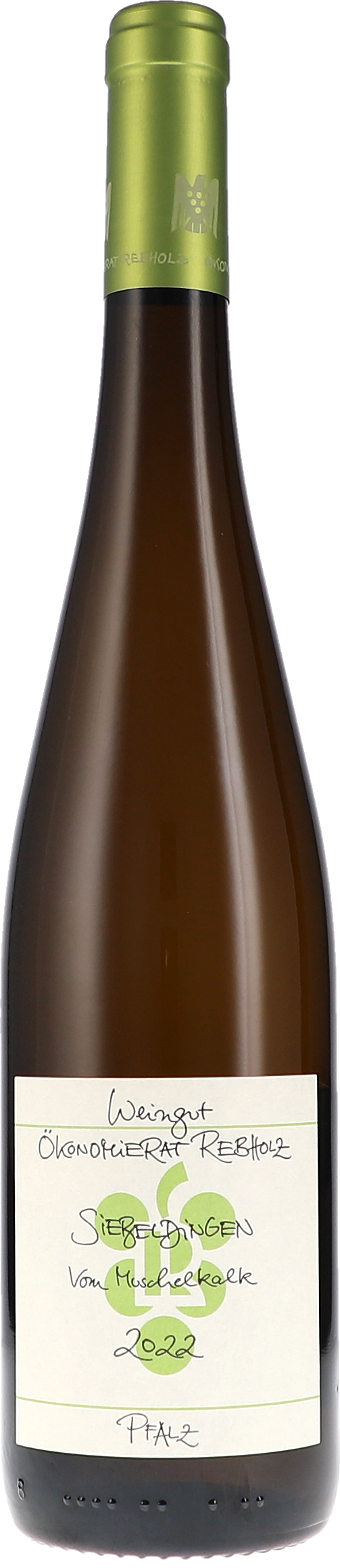 Siebeldingen Riesling vom Muschelkalk Weißwein, Weinglas, Flasche, Etikett, Pfalz