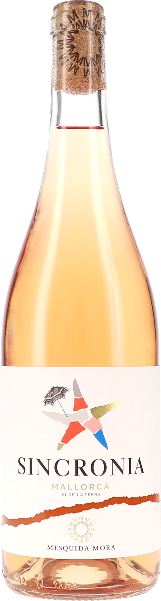 Sincronia Rosat IGP Roséwein, Glasflasche, Korkverschluss, hellrosa Wein, Weinetikett