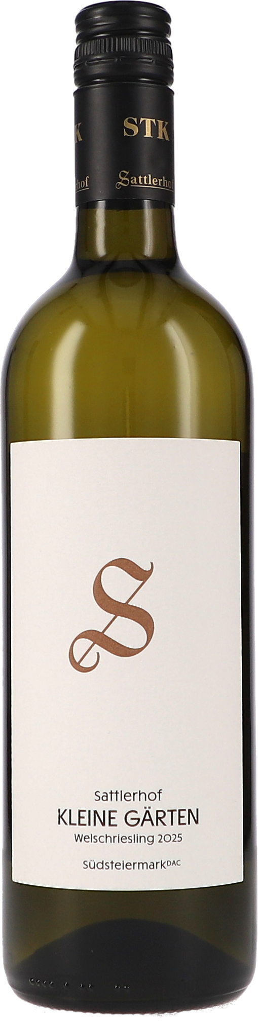 Kleine Gärten Welschriesling DAC Weißwein, Südsteiermark, Kleine Gärten, Weißweinglas, Weinflasche