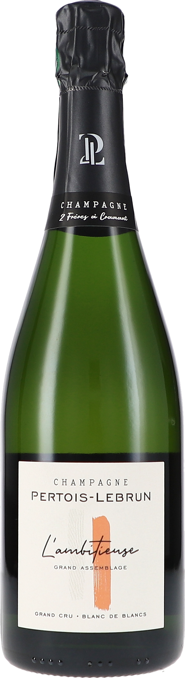 L'ambitieuse 2021+Réserve, Grand Cru Blanc de Blancs Extra Brut Champagner, Grüne Glasflasche, Blanc de Blancs, Grand Cru