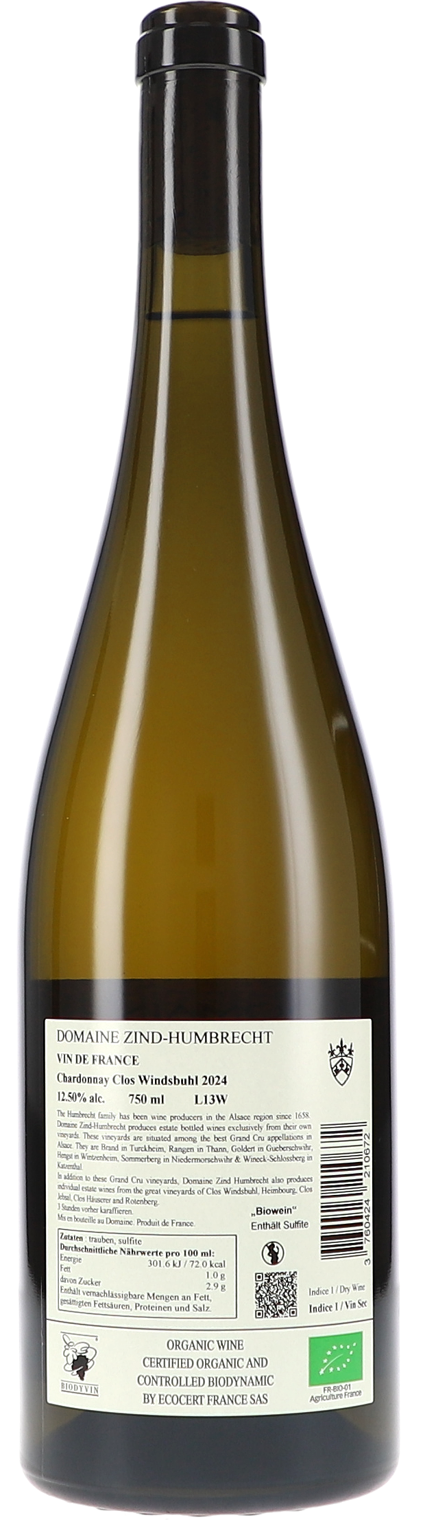 Weißwein, Chardonnay, 750 ml, Bio, Flasche
