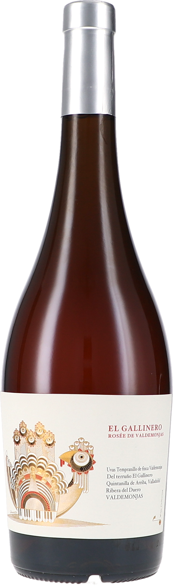 Roséwein, Weinflasche, braunes Glas, Metallverschluss, Weinetikett