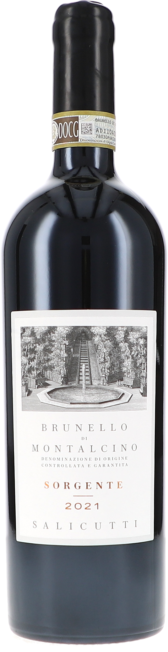 Brunello di Montalcino DOCG Sorgente Rotwein, Weinflasche, Brunello di Montalcino, Jahrgang 2021, Glasflasche