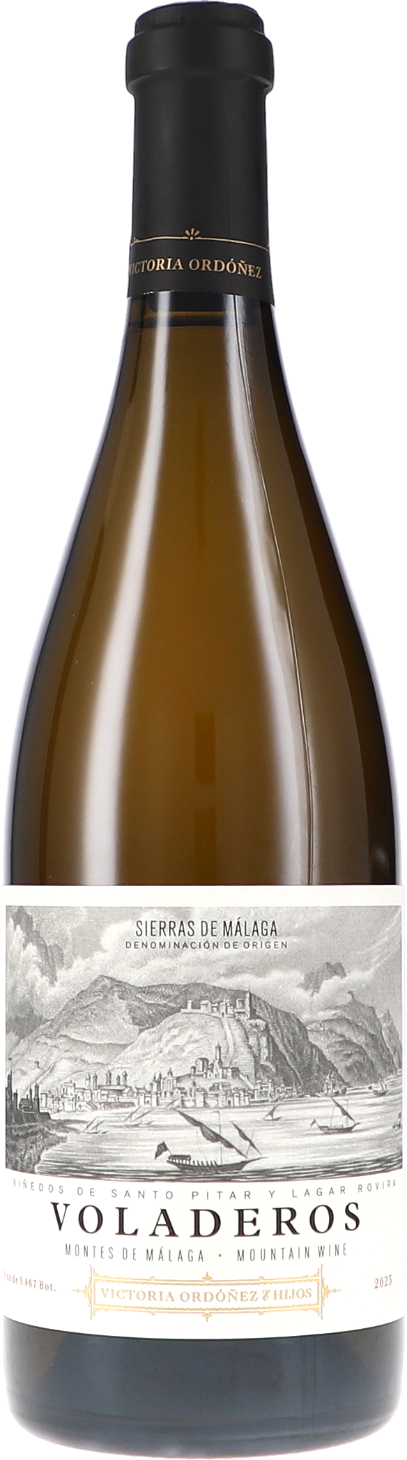 Voladeros white wine, Flasche, Etikett, Glasflasche, goldene Farbe